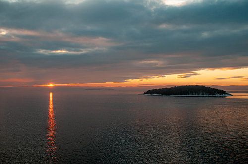 Zonsondergang het Kattegat, Overtocht Oslo naar Kiel