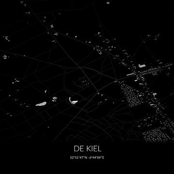 Zwart-witte landkaart van De Kiel, Drenthe. van Rezona
