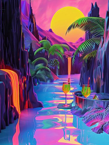 Retro zonsondergang en coctails