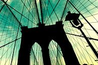 Silhouet van Brooklyn Bridge van Bert Nijholt thumbnail