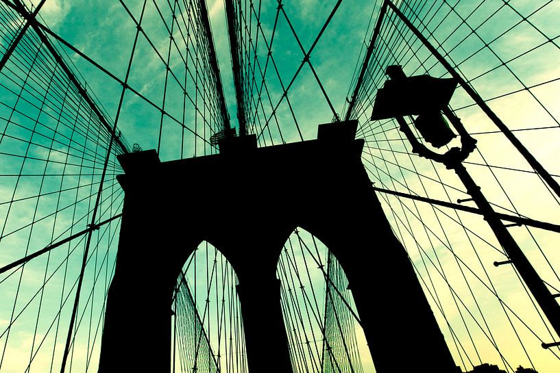 Silhouet van Brooklyn Bridge van Bert Nijholt