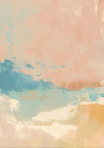 Abstract panorama in perzik en turkoois