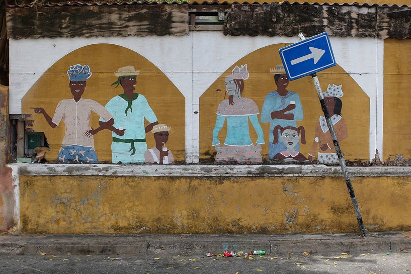 muurschildering in een straat in willemstad op curacao par Frans Versteden