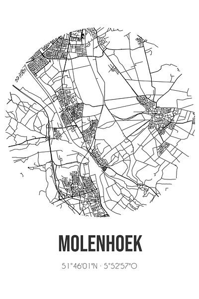 Molenhoek (Limburg) | Karte | Schwarz und weiß von Ortsdrucke