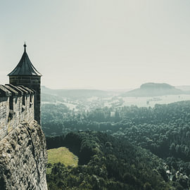 Königstein Fortress, view towards the Pfaffenstein by Wandbilder Onlineshop