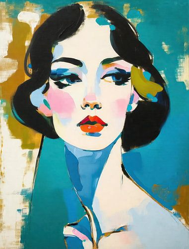 Gesicht in Blau und Gold