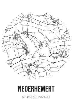 Nederhemert (Gelderland) | Landkaart | Zwart-wit van MijnStadsPoster