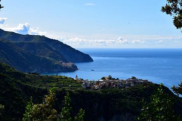 Zicht op Corniglia, Cinque Terre, Ligurië, Italië van Studio LE-gals