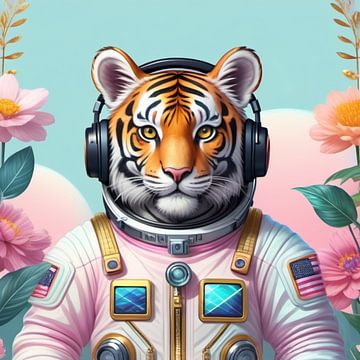 Astronaut Tiger with Headphones by Dagmar Pels Design