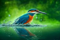 Kingfisher diving out of the water Illustration by Animaflora PicsStock thumbnail