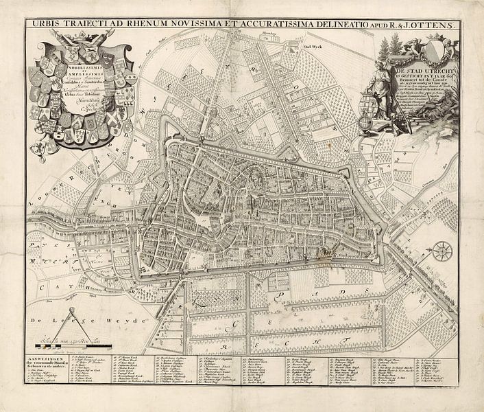 Carte d'Utrecht, Jan van Vianen, à Caspar Specht, 1725 - 1751 par Historisch Utrecht