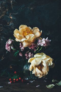 Still life with peonies and blossoms by From My Eyes