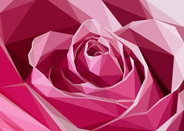 Rose rose Illustration abstraite Low poly style sur Yoga Art 15