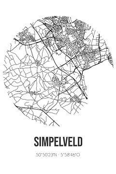 Simpelveld (Limburg) | Landkaart | Zwart-wit van MijnStadsPoster