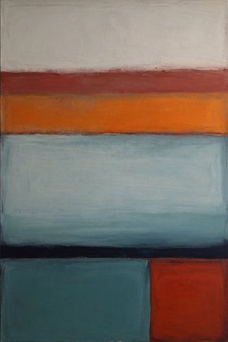 Horizontale Kleurblokken op Abstract Canvas