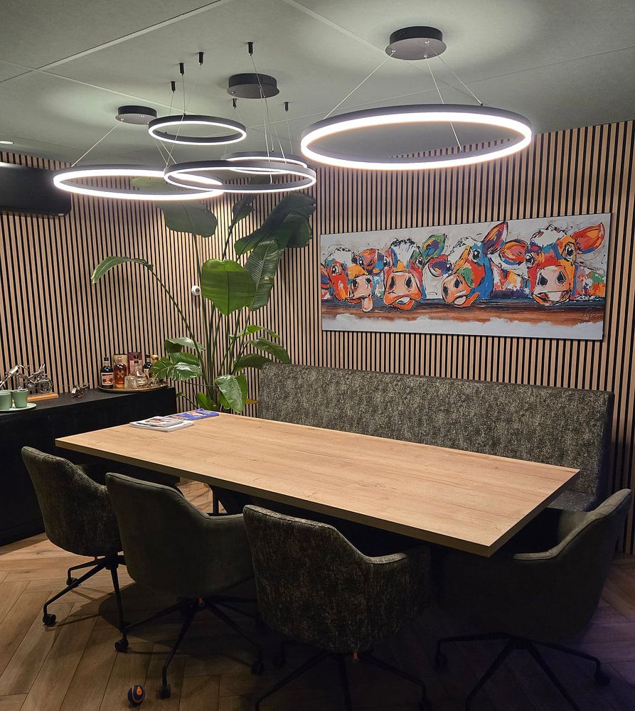 Colorful Cows in a Row | Panorama  by Vrolijk Schilderij 