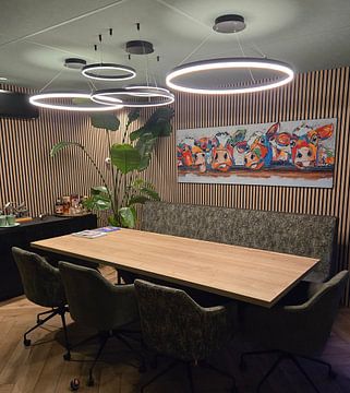 Customer photo: Colorful Cows in a Row | Panorama by Vrolijk Schilderij