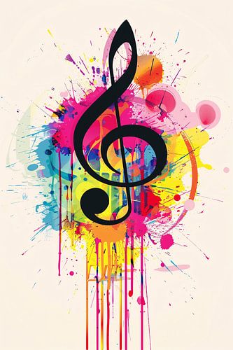 Abstract G-sleutel met Kleurrijk verfspatten