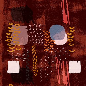 Abstract collage of organic shapes in warm earthy tones no. 4 by Dina Dankers