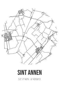 Sint Annen (Groningen) | Map | Black and white by Rezona