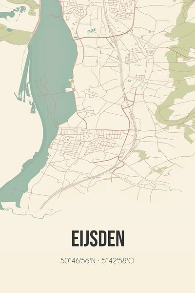 Vintage map of Eijsden (Limburg) by Prints of Place