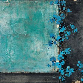 Ruhe und Kontrast in türkisfarbenem Abstrakt von Joriali Abstrakte Kunst