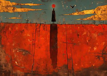 Abstract Rood | Red Monolith Dreams van ARTEO Schilderijen