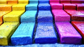 Rainbow-coloured steps