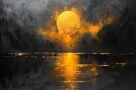 Schwarz-Gold-Gemälde | Gold-Gemälde | Großes Gemälde Wohnzimmer