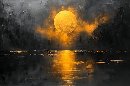 Schwarz-Gold-Gemälde | Gold-Gemälde | Großes Gemälde Wohnzimmer