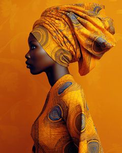 Portrait coloré d'une femme africaine sur Carla Van Iersel