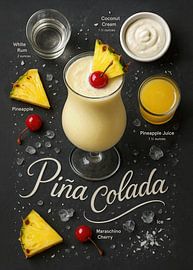 Poster Piña Colada - Ananas tropical et noix de coco