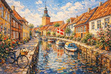 Faaborg in Denmark, an impressionist painting. by Gallery Hoppenbrouwers