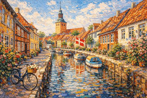 Faaborg in Denemarken, een impressionistisch schilderij.