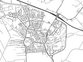 Map of Winschoten in Black and Wite by De Kaartenwinkel