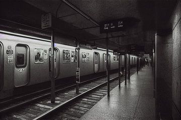 unterirdische U-Bahn Station mit Zug, Illustration von Animaflora PicsStock