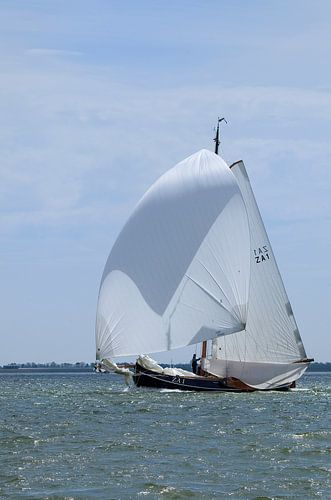 Lemster aak met fok voor de wind
