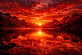 Feuerhimmel am Bergsee – Fire Sky Reflected in the Mountain Lake von ButterflyPix