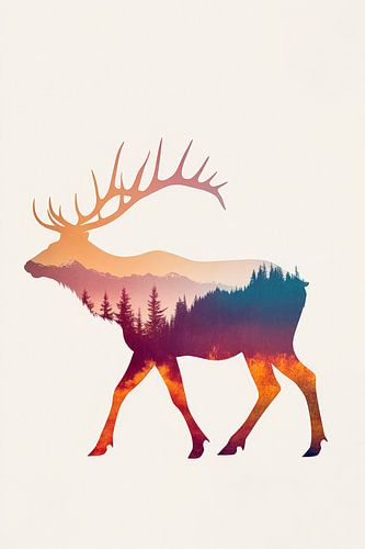 Kleurrijk natuurlijk silhouet