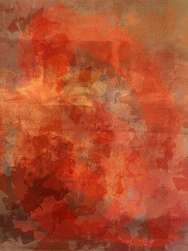 Moderne abstracte kunst in oranje, terracotta, bruin