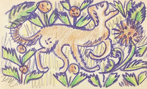 Dorothea Maetzel-Johannsen - Hond in een plantenornament (1918)