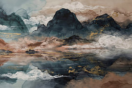 Tropical mountains shrouded in mist by Mad Dog Art