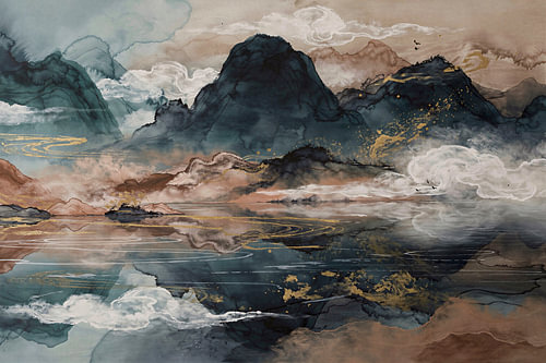 Tropical mountains shrouded in mist by Mad Dog Art
