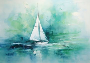 Zeilschip | Zeilschip abstract Zeilboot van De Mooiste Kunst