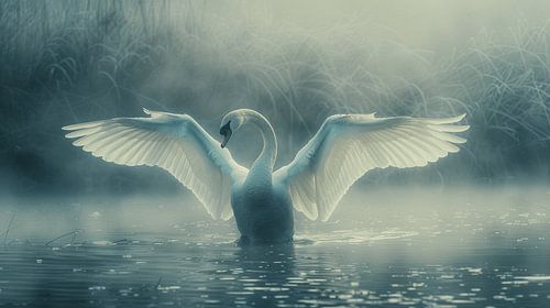 Dance of Freedom: Swan in the Mist