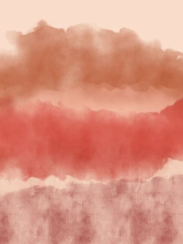 Bunte abstrakte Aquarelllandschaft in Braun und warmem Rot von Dina Dankers