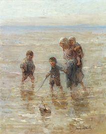Children playing in the surf, Jozef Israëls