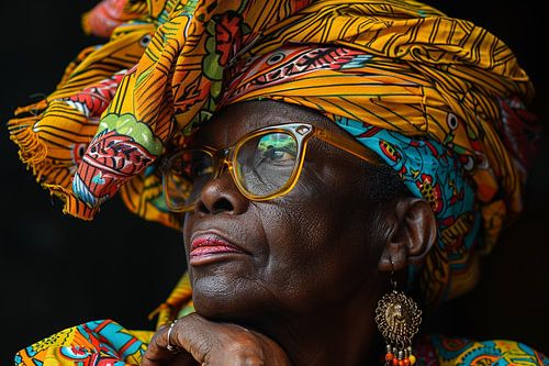 Buntes Porträt mit dunkler Frau