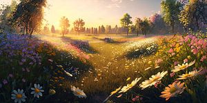 Bunte Blumenwiese in den Alpen