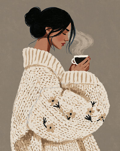 Coffee & Cozy | Vrouw met koffie in oversized trui